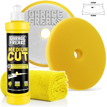 Garage Freaks Politurset - Heavy Cut + Medium Cut + Finish Cut + 3 passende Pads + 3 Mikrofasertücher