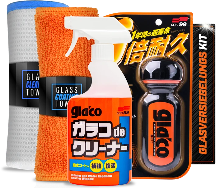 Glasversiegelungs-Kit mit Soft99 Glaco Cleaner, Glaco Ultra und Tüchern
