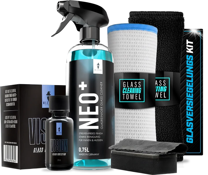 Glasversiegelungs-Kit mit NEO+ Glasreiniger, VISION Glass Coating, Tüchern und Applikator